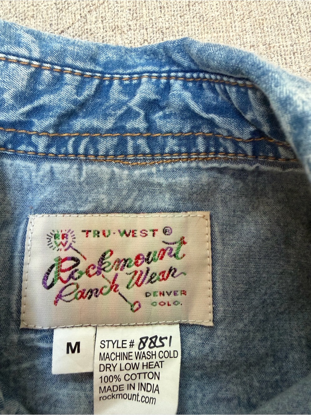 EUC TRU-WEST ROCKMOUNT RANCH WEAR GIRLS DENIM SNAP WESTERN BUTTON DOWN SHIRT - Picture 4 of 7